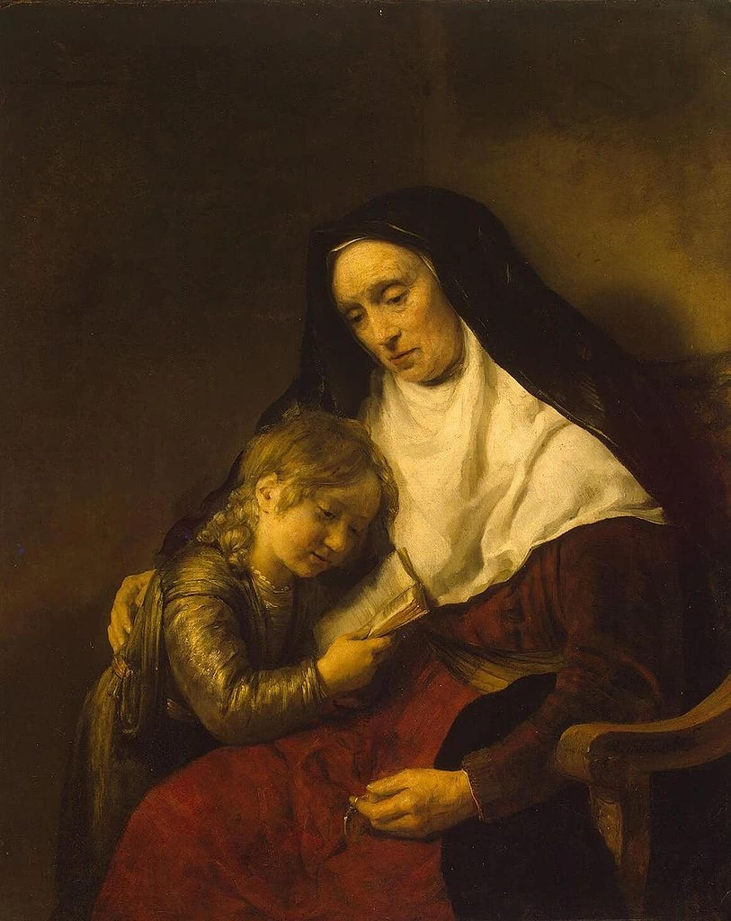 Timoteo con la nonna Lois o La profetessa Anna che insegna a un bambino - Hermitage, San Pietroburgo